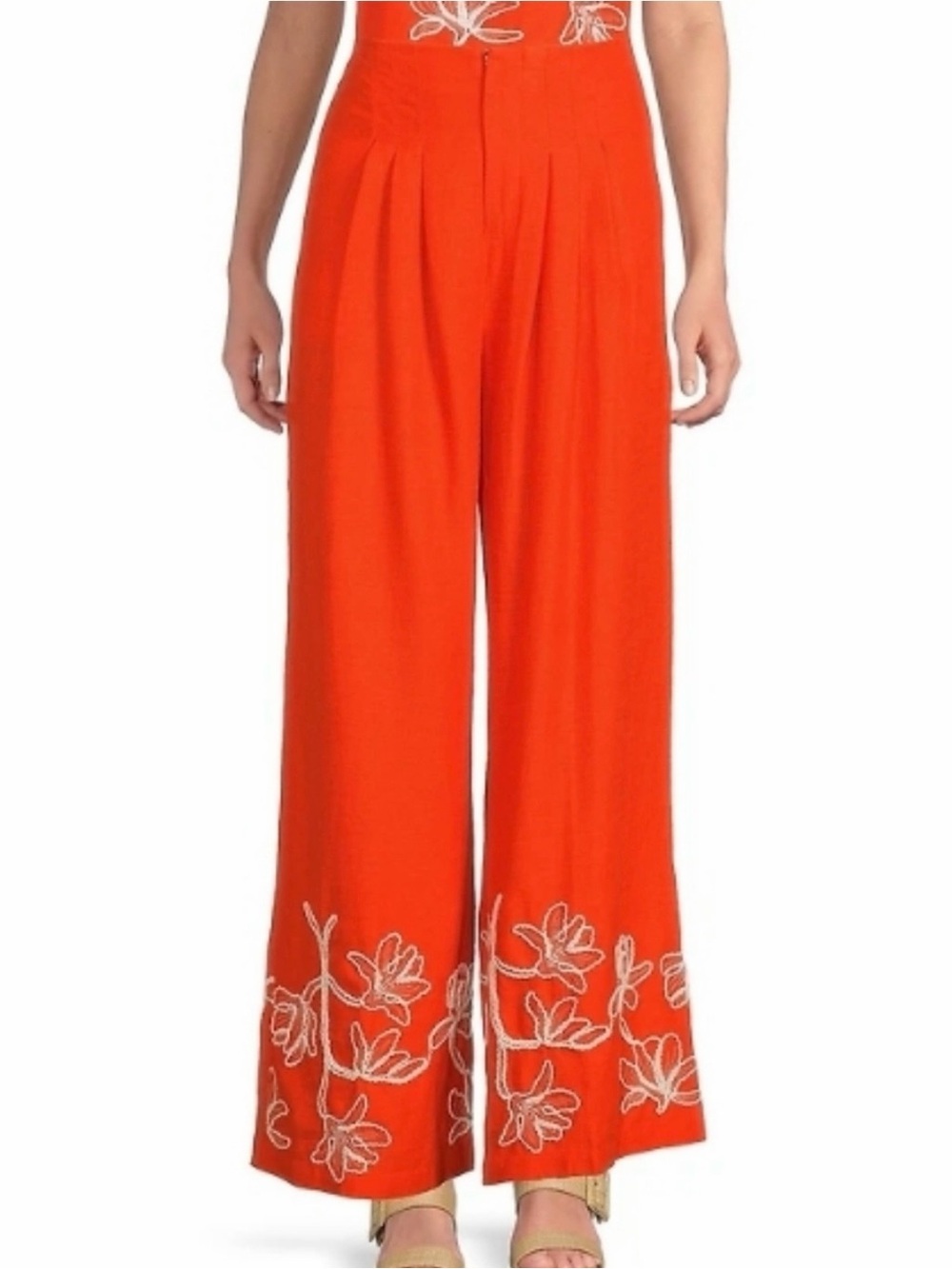 Alex Marie Lola Orange Embroidered Wide-Leg pants sizes 8NWT - Picture 3 of 9